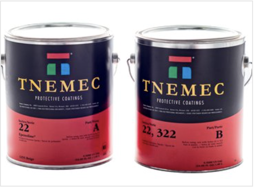 Tnemec Series 22 Epoxoline — two-component epoxy Part A and Part B cans