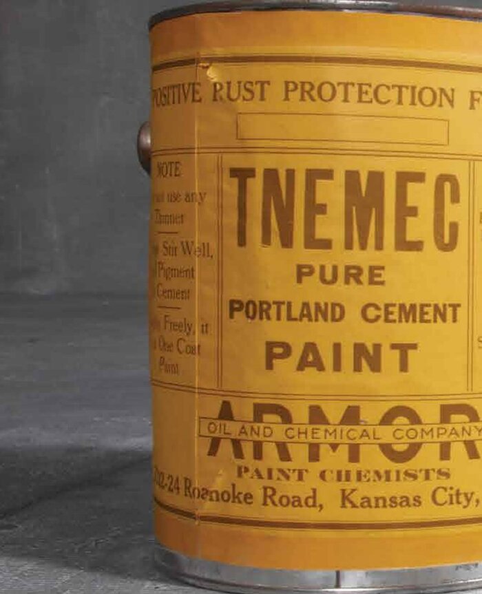 Tnemec capabilities brochure cover — vintage Tnemec paint cans
